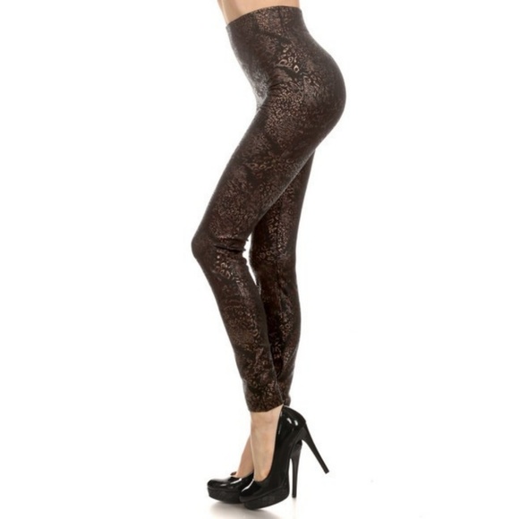 Pants - Women's Floral Cheetah Legging Fleece Lining Pants